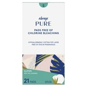 Always Pure Ultra Thin Super Pads With Wings Unscented, 21 Count