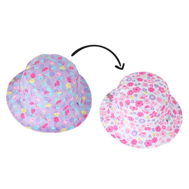 FlapJackKids - Patterned Sun Hat - Butterfly/Floral M (2-4Y)