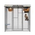 thumbnail image 3 of Large Outdoor Catio 79'' Cat Enclosure with 4 Platforms, Hammock, Condo and Waterproof UV-Resistant Roof, Outdoor Walk-in Metal Cat Patio Shelter for Multiple Cats 76''h, 3 of 8