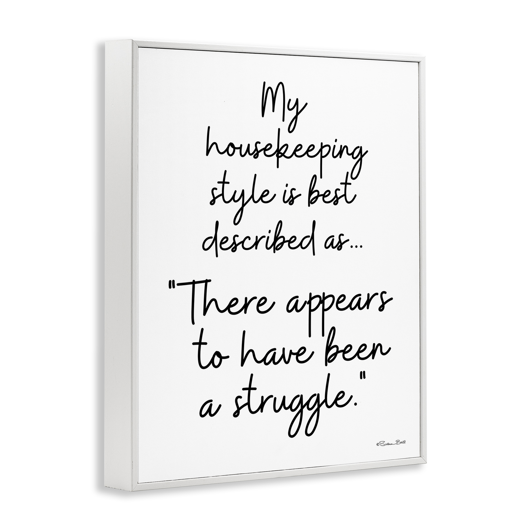 Stupell Industries Funny Housekeeping Struggle Novelty Painting White Framed Art Print Wall Art, 24 x 30