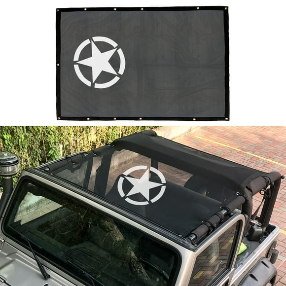 BESTAOO Mesh Shade Bikini Top UV Protection Sunshade Cover for Jeep Wrangler TJ 1997-2006 - Star