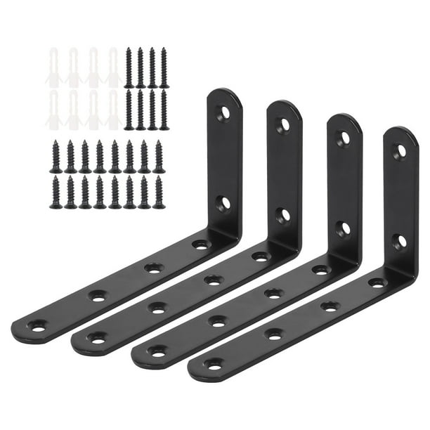 HOTBEST 4Pcs Heavy Duty Cast Iron Wall Mounted L Shaped Angle Shelf