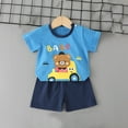 thumbnail image 2 of Uxgjfwu Toddler Boy Summer Outfits Cute Printed Short Sleeve Top and Shorts Set Summer Clothes, Sizes 3M-6T,Blue, 2 of 3