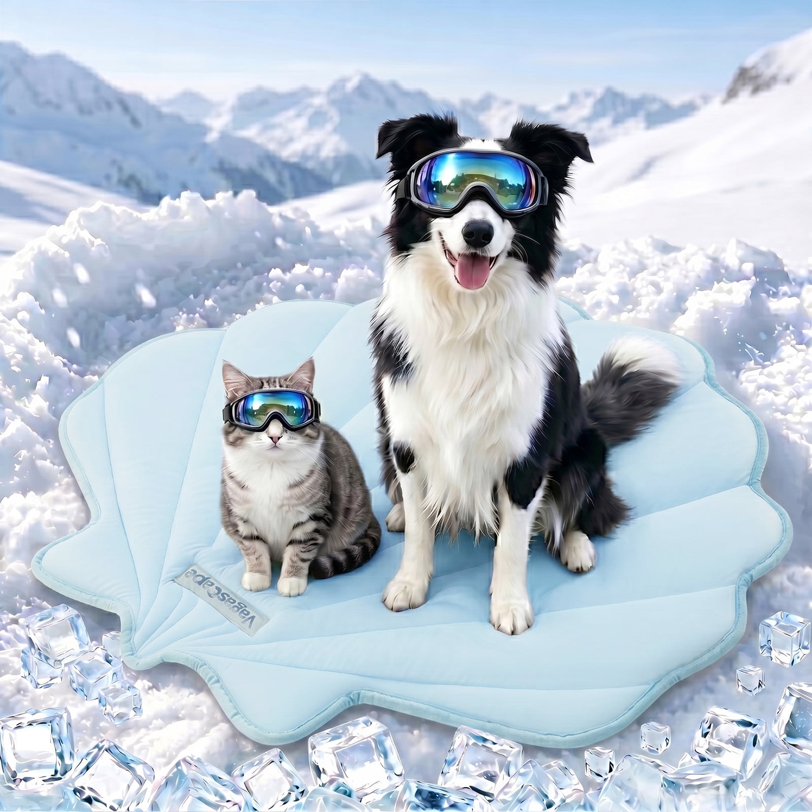Vagascape Washable Dog Cooling Mat 35 x 33 Thick & Durable Foldable Pet Cooling Pad for Indoor & Outdoor Use