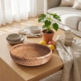 thumbnail image 5 of Rustic Woven Rattan Tray Round Decorative Tabletop Serving Platter for Fruit,Bread and Snacks,Versatile Coffee Table Centerpiece and Home Decor-3PCS-Set, 5 of 5