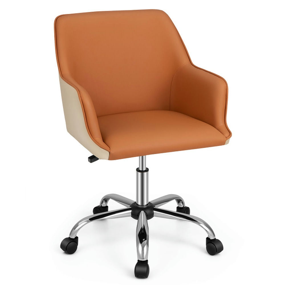 Demi Bonn PU Covered Office Chair with Adjustable Height and Sponge Padded Cushion, Rolling Work Computer Desk Chair, Brow