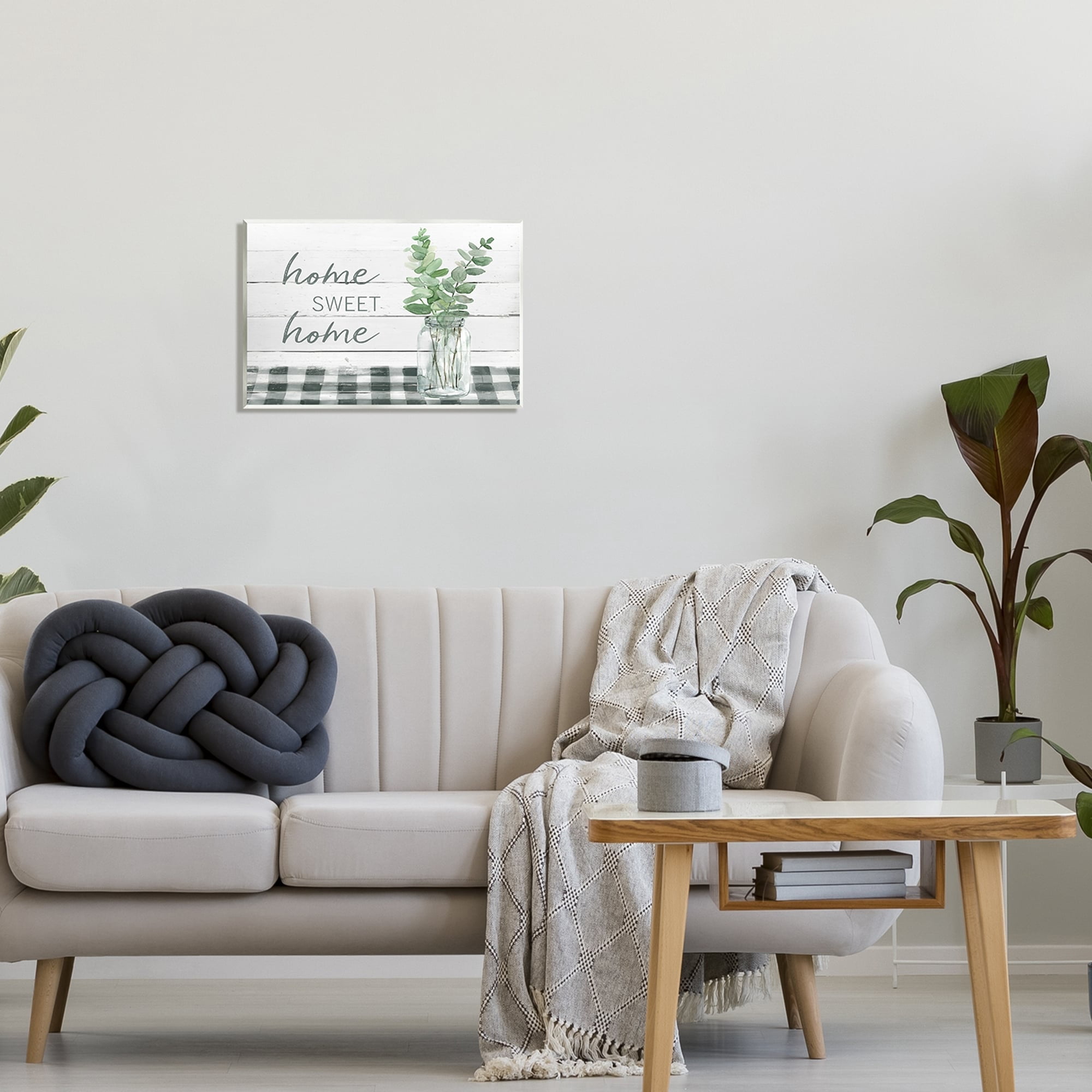 Stupell Industries Sweet Home Country Tartan Botanical Leaves Vase Graphic Art Unframed Art Print Wall Art, Design by Carol Robinson