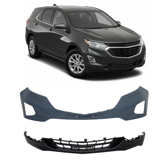 Genrics Upper and Lower Front Bumper Cover Primered Replacement for 2018 2019 Equinox