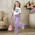 thumbnail image 2 of 2 Piece Sets for Girls Short Sleeve Heart T-Shirt Top and Flared Pants Set Girls Spring Clothes Girls 9-10 Years Outfits, 2 of 4