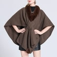 thumbnail image 2 of Cape Châle Tricotée Couleur Unie, Col Faux Élégant pour Femmes, 2 of 8