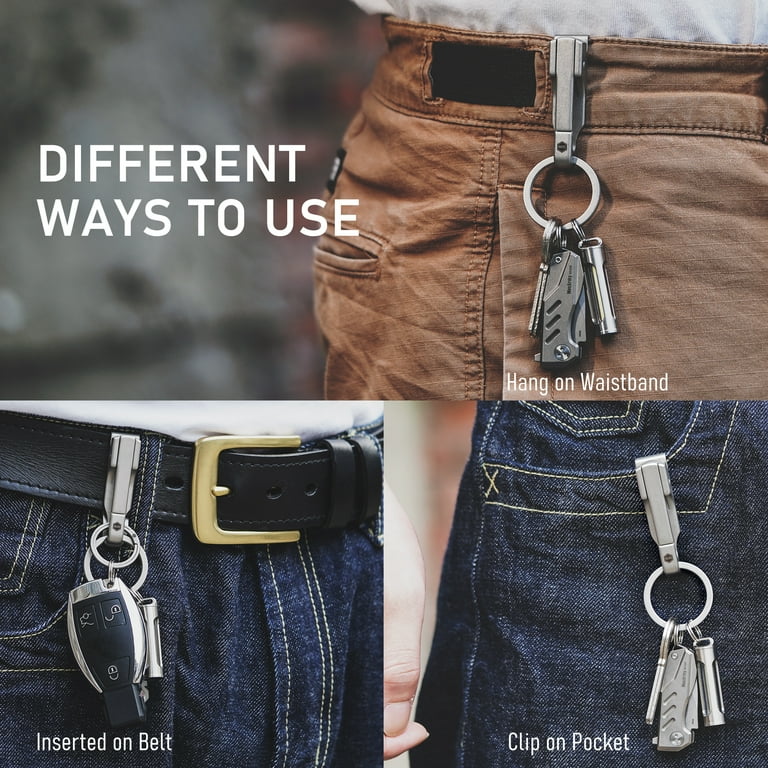 TISUR Belt Loop Keychain Clip, Titanium Carabiner Keychain Key Holder with Detachable Key Ring for Duty Belt, Car Key Chain Gifts for Men Women