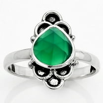 Faceted Natural Green Onyx 925 Sterling Silver Ring s.8 Jewelry R-1104 SDR162088