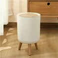 thumbnail image 4 of Bote de basura pequeño de 2,6 galones/10 l con tapa emergente, papelera con patas de madera for baño, cocina y dormitorio, 4 of 8