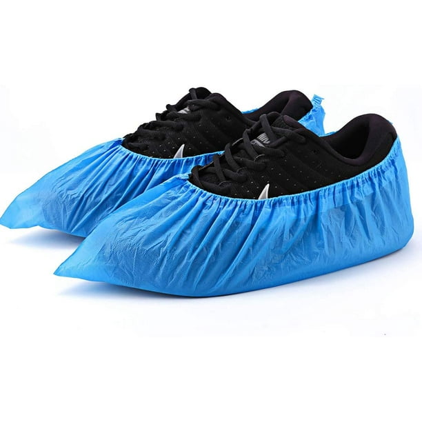 Couvre-chaussures jetables recyclables - Lot de 200 (100 paires) Couvre- chaussures et bottes hygiéniques Chaussons imperméables antidérapants pour  l'intérieur 