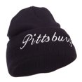 thumbnail image 5 of City of Pittsburgh Embroidered Long Beanie - Black OSFM, 5 of 5