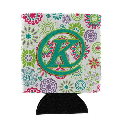 

Carolines Treasures CJ2011-KCC Letter K Flowers Pink Teal Green Initial Can or Bottle Hugger Can Hugger multicolor