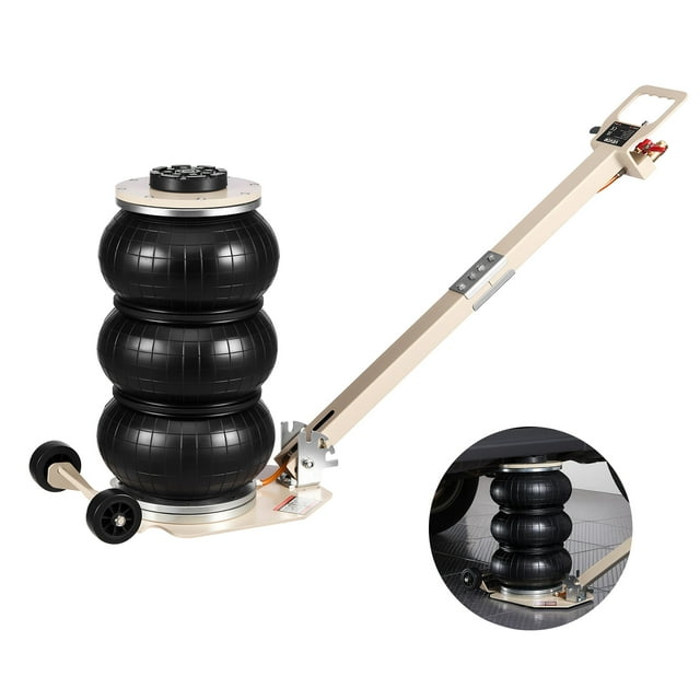 Gato neumático VEVOR, 3 toneladas/6613 libras, triple bolsa de aire con seis tubos de acero, elevación de hasta 450 mm, elevación neumática rápida de 1 a 6 segundos con mango largo ajustable