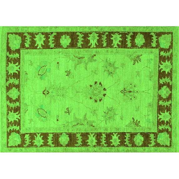 Ahgly Company Indoor Rectangle Oriental Green Traditional Area Rugs, 7' x 10'