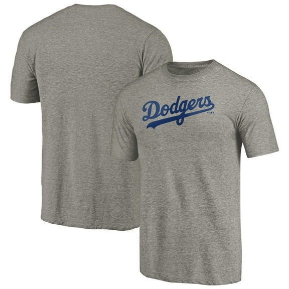Men's Gray Los Angeles Dodgers Team Wordmark Tri-Blend T-Shirt
