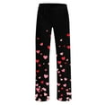 thumbnail image 4 of BLTIBY Women Valentine's Day Pajama Pant Spring Fall Love Printed Comfy Lounge Wide Leg Fashion Casual Stretch Palazzo Pj Bottoms Trousers with Pockets Black 4 XL, 4 of 4