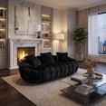 thumbnail image 2 of FFH 75.5" Cloud Couch, Floral-Shaped Bean Bag Sofa, Boneless Loveseat Sofa for Living Room, Plush Faux Fur, Black, 2 of 7