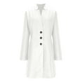 thumbnail image 6 of Arlun Womens Wool Coats Solid Color Mid-Long Stand Collar Overcoats 2025 Winter Fashion Double Pea Coat Business Casual Loose Long Sleeve Outwear Clothes White XL, 6 of 7