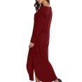 thumbnail image 3 of Vestido maxi Sunnimix con cuello en V Manga larga casual con bolsillo rojo S, 3 of 8