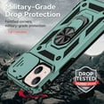 thumbnail image 6 of for iPhone 13 Case,with Camera Lens Cover HD Screen Protector,[Military Grade] Ring Car Mount Kickstand Hybrid Hard PC Soft TPU Shockproof Protective Case for iPhone 13-Green, 6 of 11