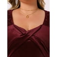 thumbnail image 5 of DARING DIVA Plus Size Velvet V Neck Sequin Sleeve High Low Hem Dress 1X Burgundy, 5 of 6