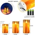 thumbnail image 5 of KONEE Flickering Flameless Candles, Glass LED Candles Battery Operated with Remote and Cycling 24H Timer, Flameless Wax Pillar Candle Moving Wick Yellow Light Candles for Party, Wedding, Set of 3, 5 of 7