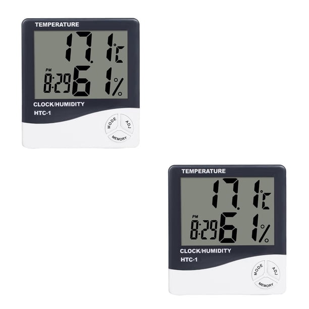 Matsuzay Mini termómetro digital Medidor de humedad Temperatura ambiente Interior LCD Despertador Higrómetro 9.5 cm * 10.5 cm 2piezas