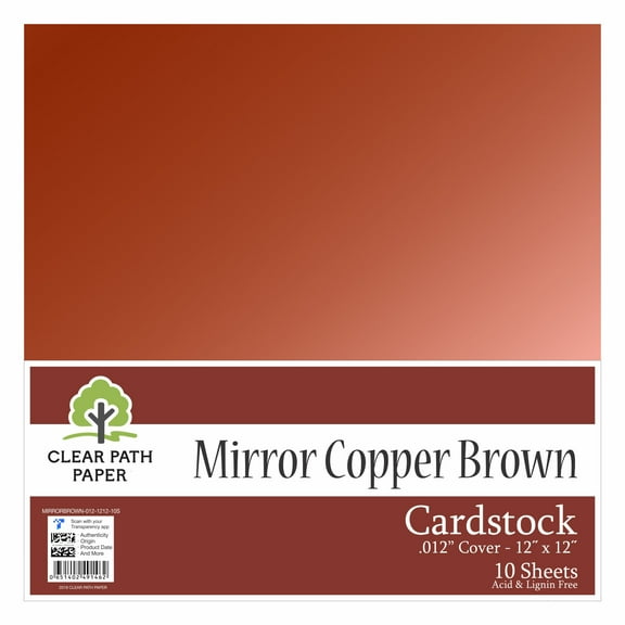 Mirror Copper Brown Cardstock - 12 x 12 inch - .012" Thick - 10 Sheets - Clear Path Paper