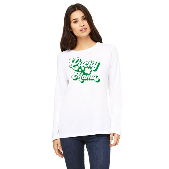 St Patricks Day Lucky Mama Womens Long Sleeve T Shirt