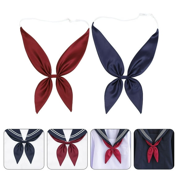 KAKOWELY 2Pcs Sailor Uniform Bow Tie Non- Buckle Adjustable Size Accessory