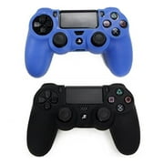 2Packs Silicone Rubber Soft Case Gel Skin Cover for Sony Playstation 4 PS4 Controller (BU+BL)