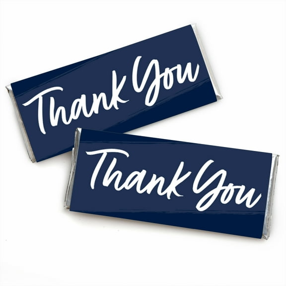 Big Dot of Happiness Navy Blue Elegantly Simple - Candy Bar Wrapper Guest Party Favors - Set of 24