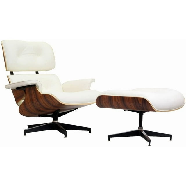 Nicer Furniture chaise longue en cuir classique moderne avec pouf