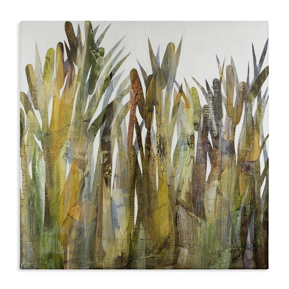 Stupell Industries Eclectic Abstract Cattails Grass Collage Neutral Tones Canvas Art, 30 x 30, by Ruth Fromstein