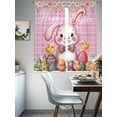 thumbnail image 4 of Pink Easter Bunny Sheer Curtains 63 Inch Length 2 Panels Set Window Treatments, Spring Easter Eggs Chicken Floral Plaid Rod Pocket Semi Curtains for Living Room/Bedroom/Kitchen Décor, 104"W x 63"L, 4 of 7