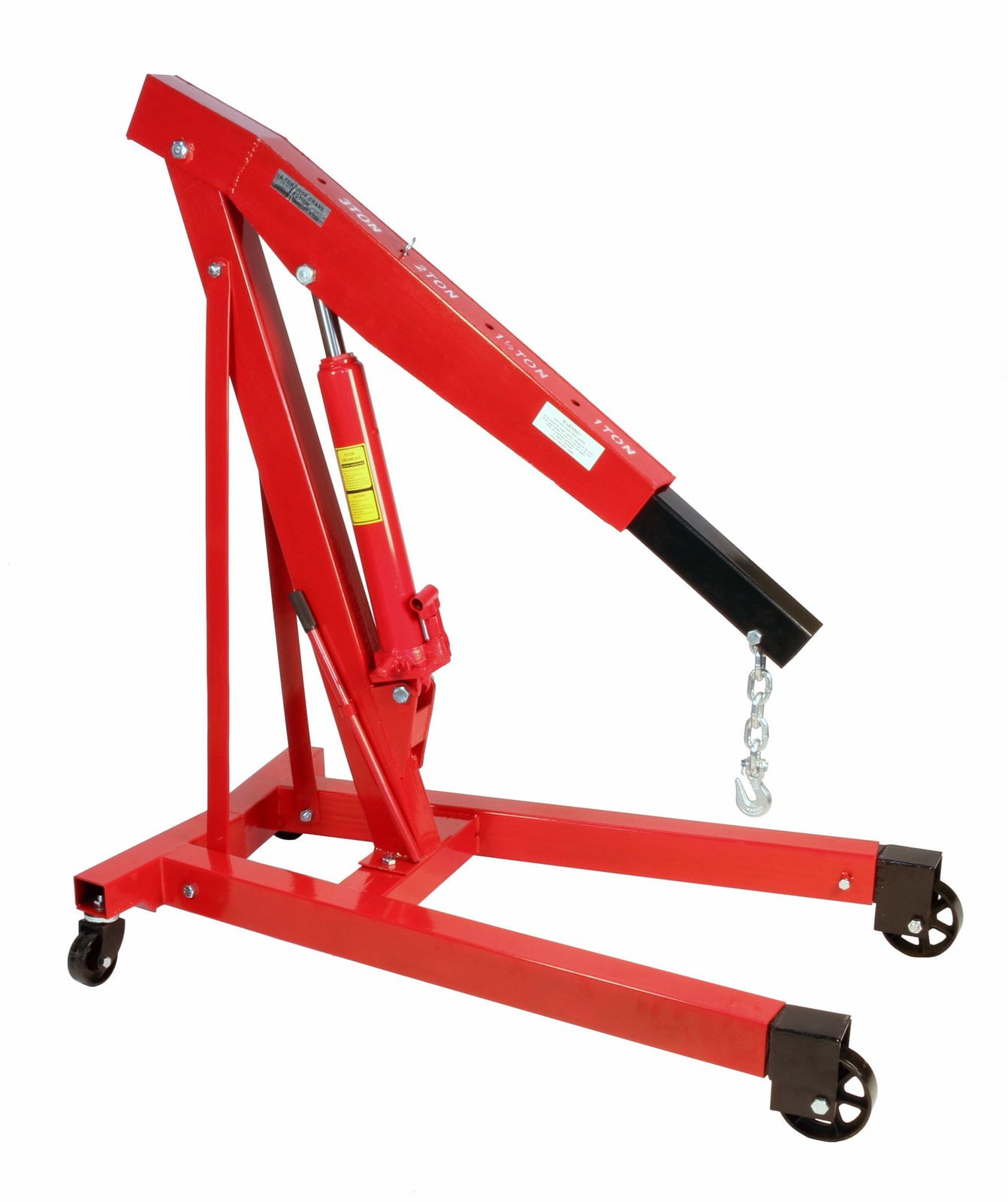 Red Stark Industrial 2-Ton Engine Hoist Stand Cherry Picker Ship Crane Folding Lift Garage Workshop DIY Stand Lift 4,000lbs 