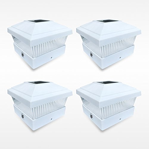 5x5 Solar LED White Square Post Deck Cap PVC HIGUNE Outdoor Lights for
