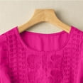 thumbnail image 6 of Women's Fashionable Casual Solid Color Pleated Cotton And Linen Tops Shirts And T Shirts Hot Pink Women Blending Shirts Women's Long Sleeve T-Shirt(L), 6 of 8