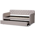 thumbnail image 6 of Baxton Studio Camelia Modern and Contemporary Beige Fabric Upholstered Button-Tufted Twin Size Sofa Daybed with Roll-Out Trundle Guest Bed, 6 of 10