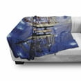 thumbnail image 3 of Nautical Soft Flannel Fleece Blanket, Close up Photo Model of a Ship with Sails on Blurry Background Maritime Themed, Cozy Plush for Indoor and Outdoor Use, 50" x 60", Blue and Brown, by Ambesonne, 3 of 6
