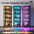 thumbnail image 3 of Foreate 67" 5-Tier Metal Display Cabinet, w/ 3 Side Tempered Glass & RGB LED Light, Heavy Duty Curio Cabinet Shelving Unit Cases for Collectibles Storage Rack, 3 of 9
