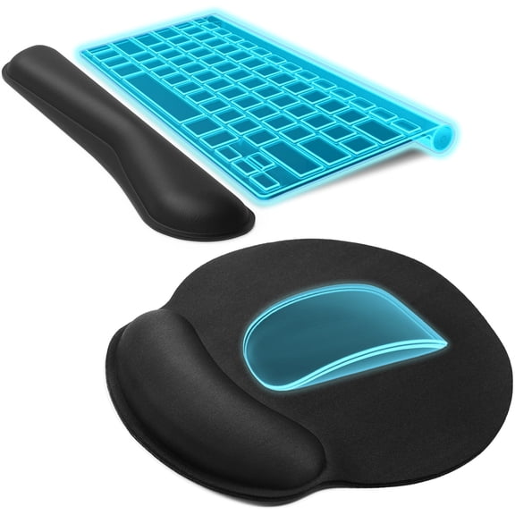 MaxGear Ergonomic Keyboard Wrist Rest and Mouse Pad Set, Memory Foam Support for Typing & Gaming, Non-Slip Rubber Base, Black