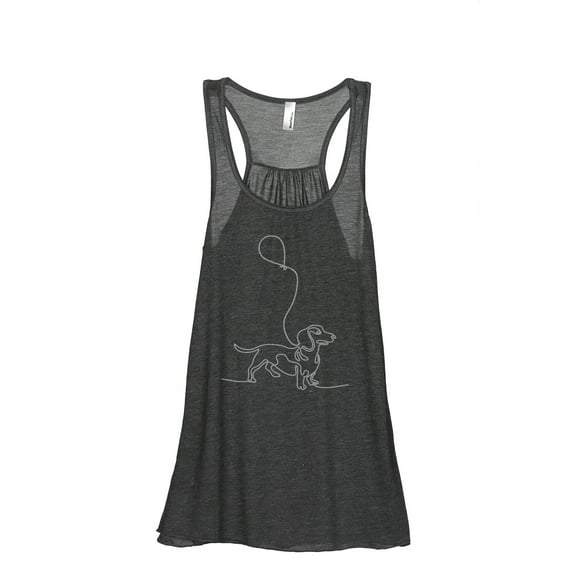 Dachshund Dog Balloon Women's Fashion Sleeveless Flowy Racerback Workout Yoga Tank Top Charcoal Grey Large