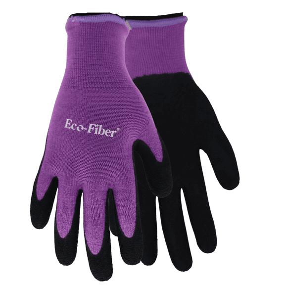 Red Steer 1151 Purple/Black Eco-Fiber Bamboo Women's Gloves, Foam Latex Palm, Knit Liner, Snug-Fit Wrist, Size Large, Sold by Pair