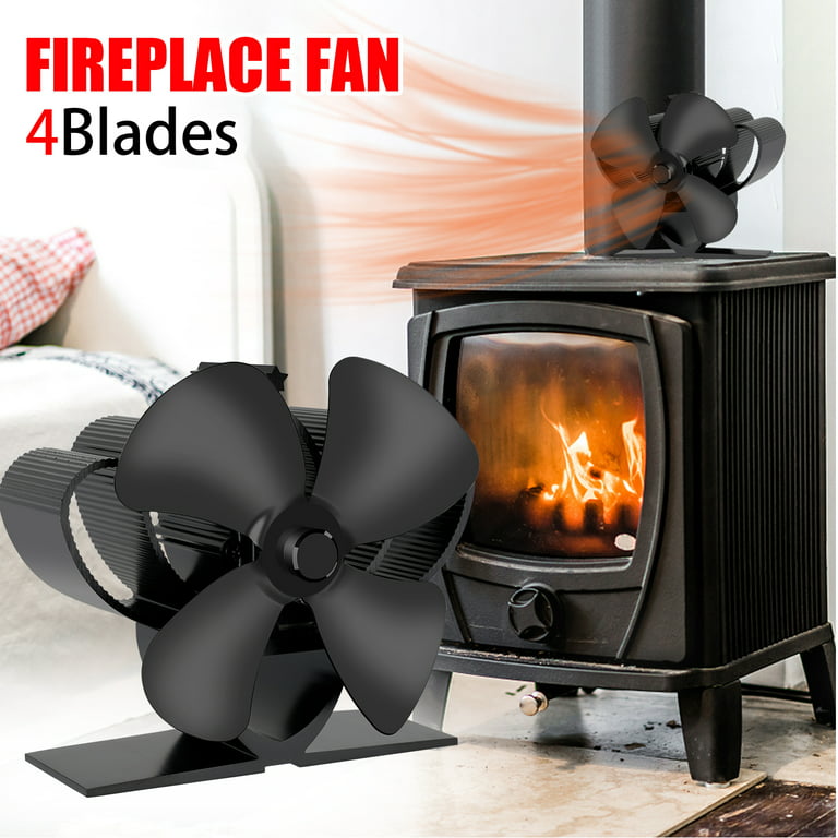 Small Wood Stove Fan 4 Blade Fireplace Fan for Wood Burning Stove