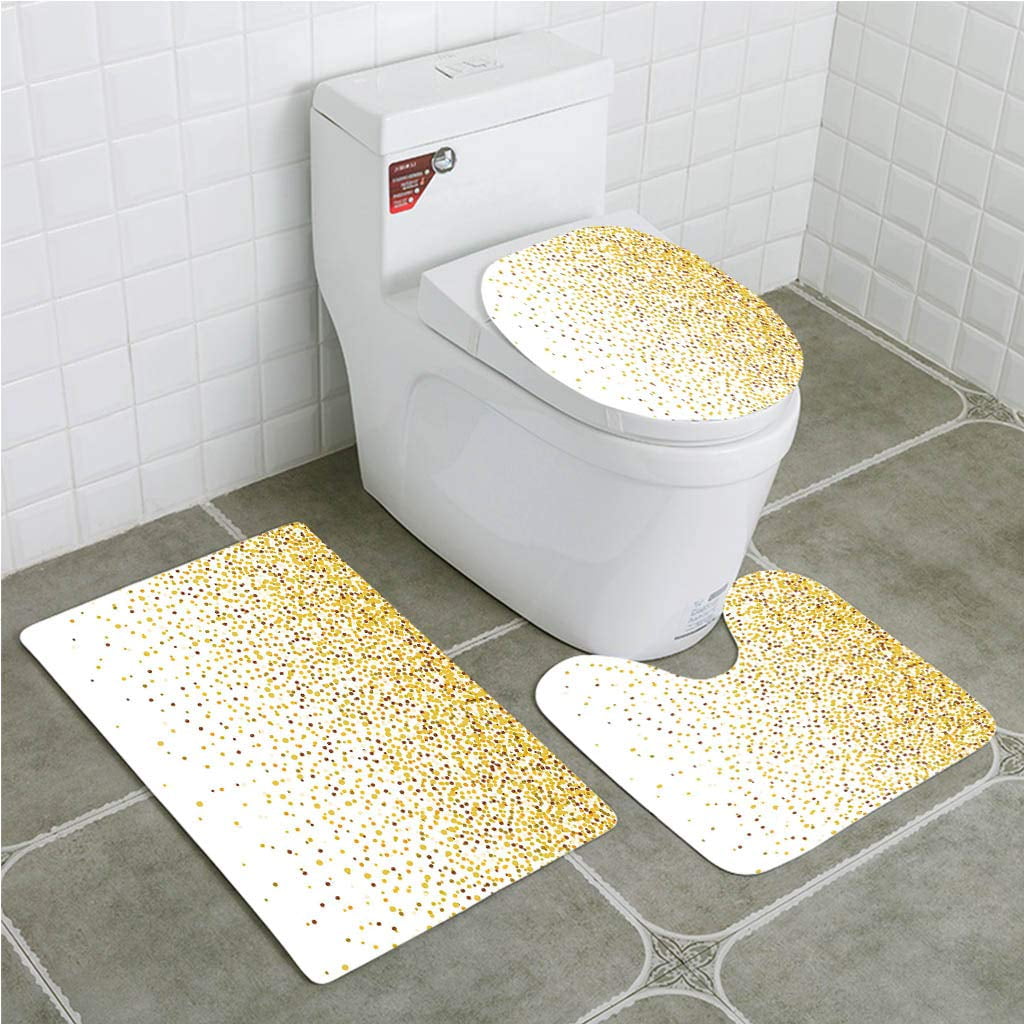 Erehome Gold And White Party Inspired Confetti Like Circles Rounds Ombre Color 3 Piece Bathroom Rugs Set Bath Rug Contour Mat And Toilet Lid Cover Walmart Canada